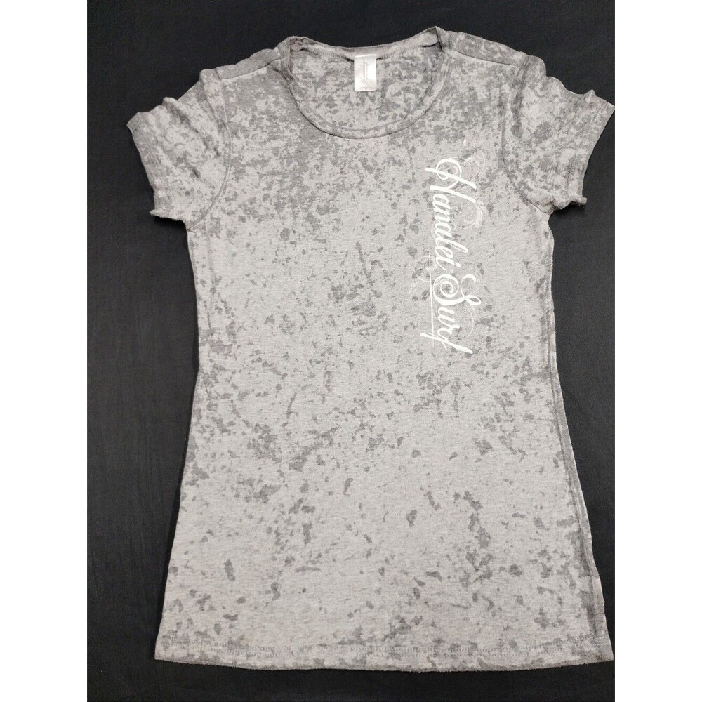 Yesterday's Sportswear Gray Burnout Junior's Tee with Hanalei Surf Script Logo